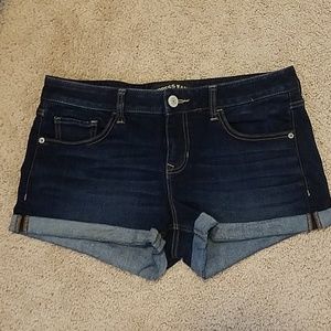 Dark Wash Cuffed Denim Shorts